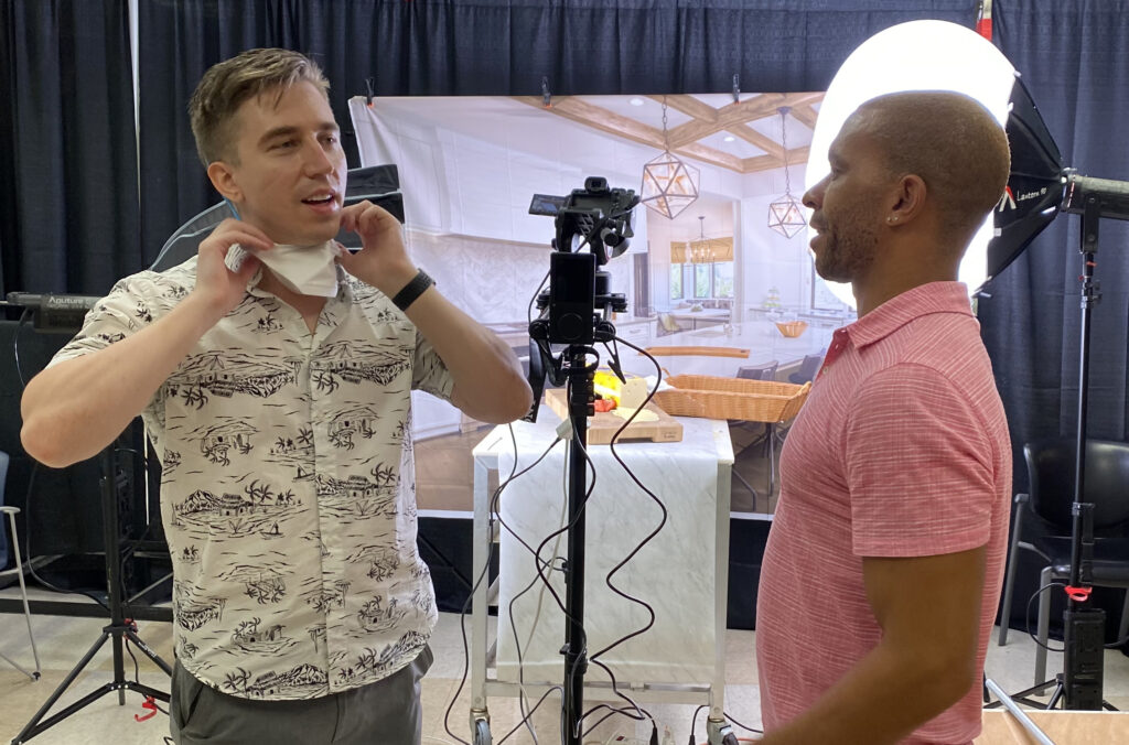 Image of Sean and Alexander in Miami for Ammerlander video series shoot at Sysco HQ.