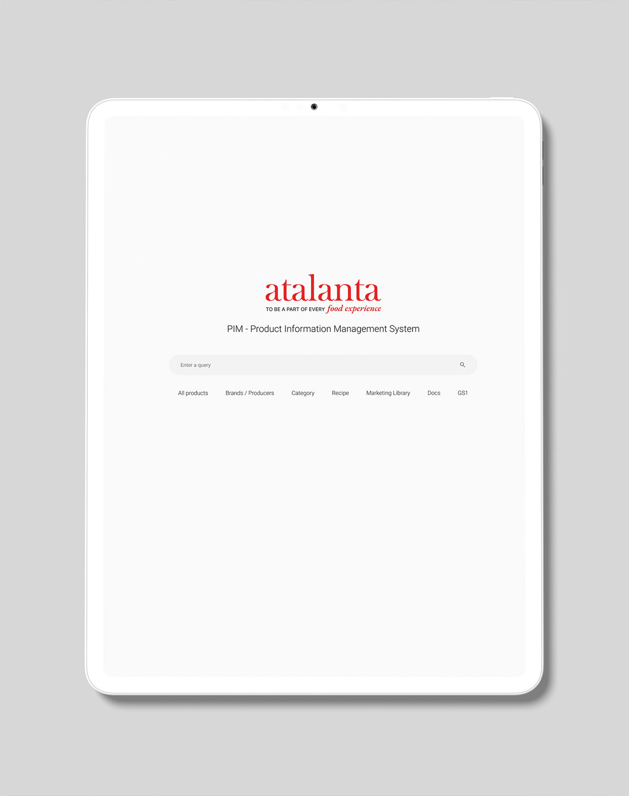 Atalanta PIM system shown on a tablet