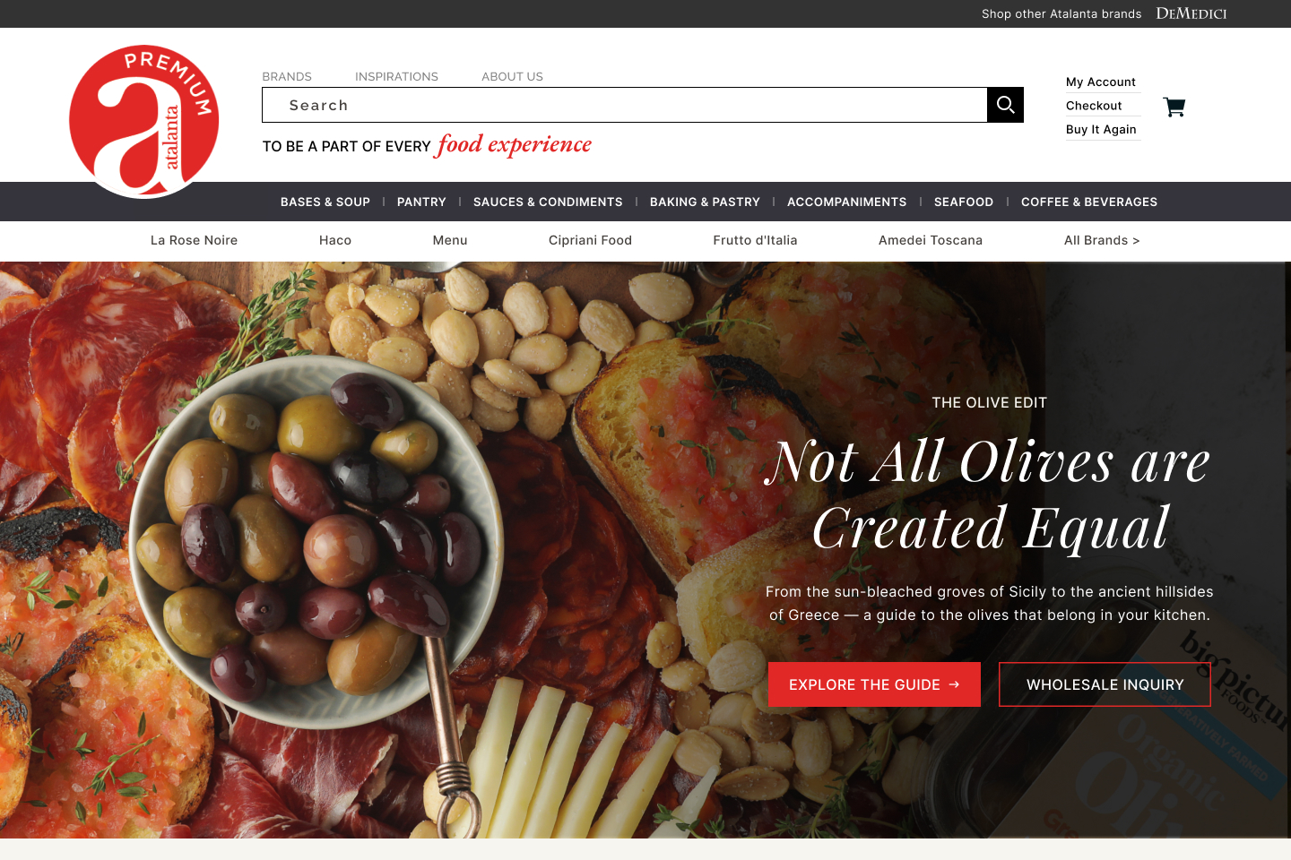 Atalanta Premium storefront with brand world navigation and curated product rows