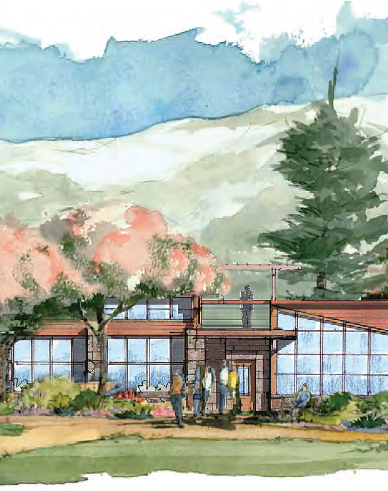 Betty Ford Alpine Gardens architectural watercolor rendering