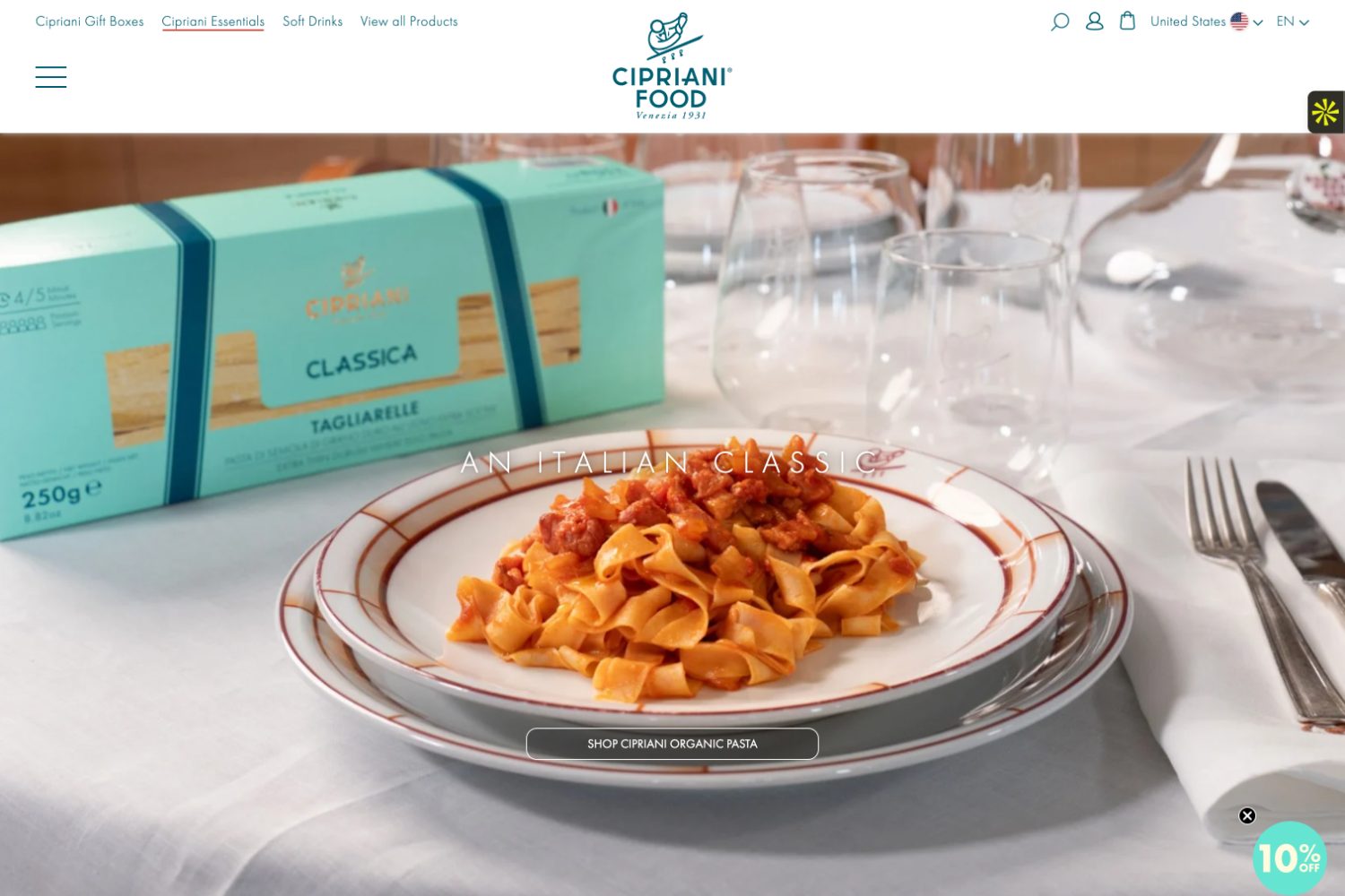 Cipriani Food direct-to-consumer storefront with editorial imagery and gift collections