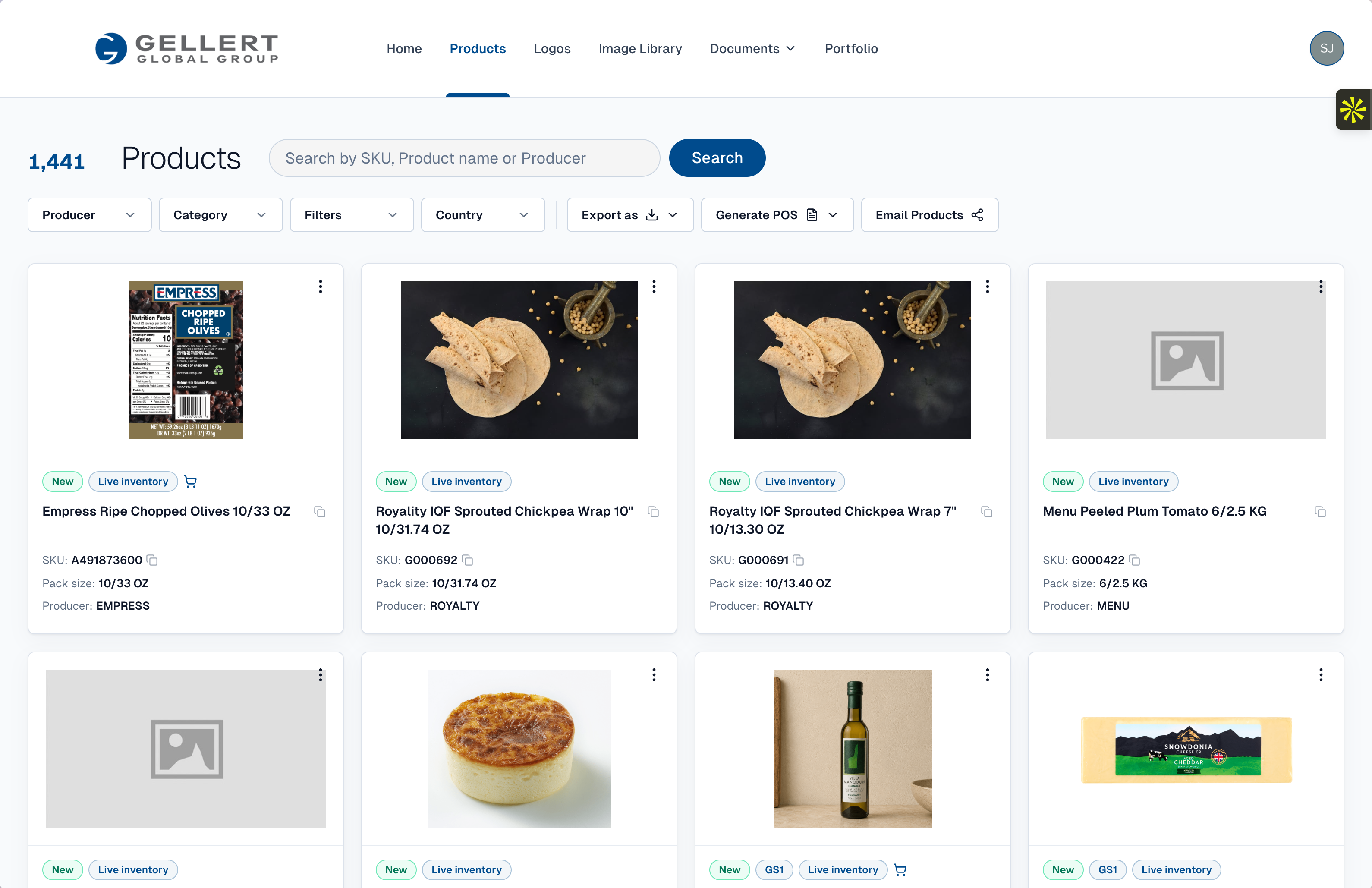 SolarJet PIM product catalog with search, filters, and export tools