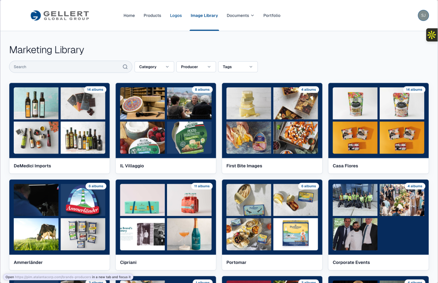 SolarJet PIM digital asset library with product imagery and documents